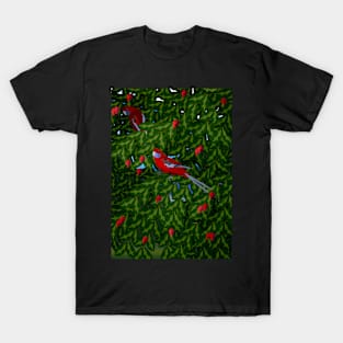 Rosellas in the Pomegranate Tree T-Shirt